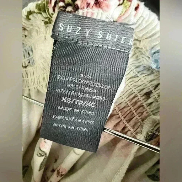 Suzy Shier Womens White Floral Print Off Shoulder Fairy Euro Summer Boho Top XS - Picture 6 of 7